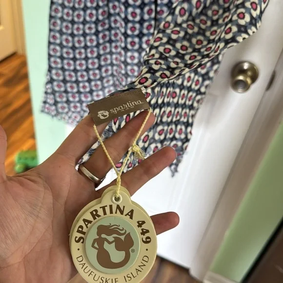 NWT Spartina 449 Print Calhoun Linen Blend Scarf Approximately 76 Inches Long - Picture 3 of 4